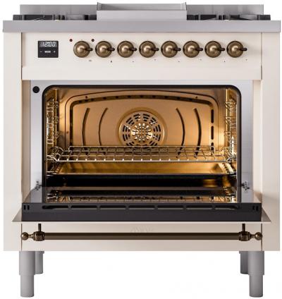 36" ILVE Professional Plus II Dual Fuel Natural Gas Freestanding Range with Copper Trim - UP36FNMP/AWP NG