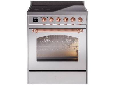 30" ILVE Nostalgie II Electric Freestanding Range in Stainless Steel with Copper Trim - UPI304NMP/SSP