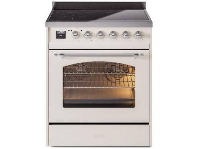 30" ILVE Nostalgie II Electric  Freestanding Range in Antique White with Chrome Trim - UPI304NMP/AWC