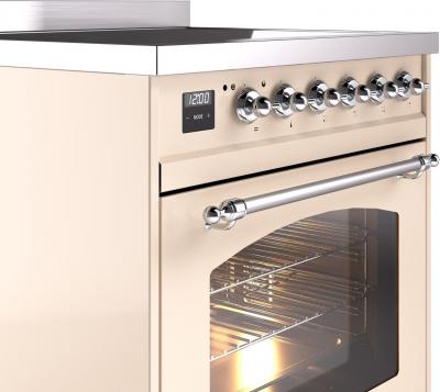 30" ILVE Nostalgie II Electric  Freestanding Range in Antique White with Chrome Trim - UPI304NMP/AWC