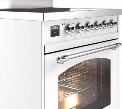 30" ILVE Nostalgie II Electric  Freestanding Range in  White with Chrome Trim - UPI304NMP/WHC