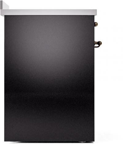 30" ILVE Nostalgie II Electric Freestanding Range in Glossy Black with Bronze Trim - UPI304NMP/BKB
