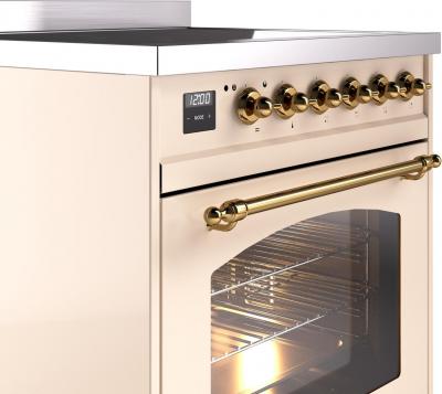 30" ILVE Nostalgie II Electric  Freestanding Range in Antique White with Brass Trim - UPI304NMP/AWG