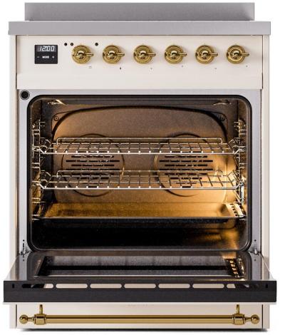 30" ILVE Nostalgie II Electric  Freestanding Range in Antique White with Brass Trim - UPI304NMP/AWG