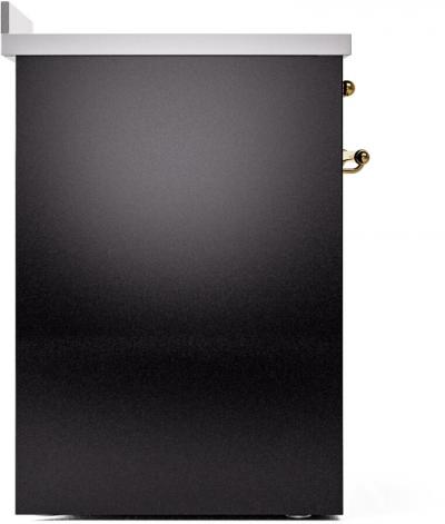 30" ILVE Nostalgie II Electric  Freestanding Range in Glossy Black with Brass Trim - UPI304NMP/BKG