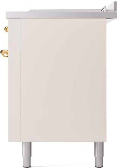 60" ILVE Nostalgie II Dual Fuel Liquid Propane Freestanding Range in Antique White with Brass Trim - UP60FSNMP/AWG LP