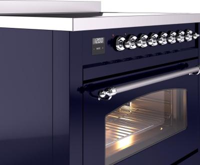 36" ILVE Nostalgie II Electric Freestanding Range in Blue with Chrome Trim - UPI366NMP/MBC