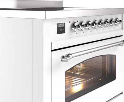 36" ILVE Nostalgie II Electric Freestanding Range in White with Chrome Trim - UPI366NMP/WHC