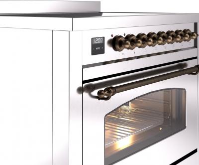 36" ILVE Nostalgie II Electric Freestanding Range in Stainless Steel with Bronze Trim - UPI366NMP/WHC