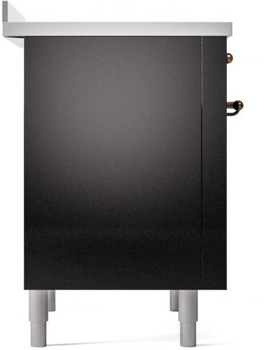 36" ILVE Nostalgie II Electric Freestanding Range in Glossy Black with Bronze Trim - UPI366NMP/BKB