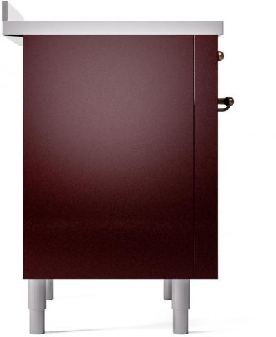 36" ILVE Nostalgie II Electric Freestanding Range in Burgundy with Bronze Trim - UPI366NMP/BUB