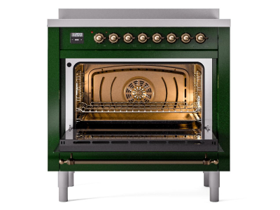 36" ILVE Nostalgie II Electric Freestanding Range in Emerald Green with Bronze Trim - UPI366NMP/EGB