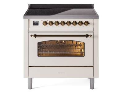 36" ILVE Nostalgie II Electric Freestanding Range in Antique White with Bronze Trim - UPI366NMP/AWB