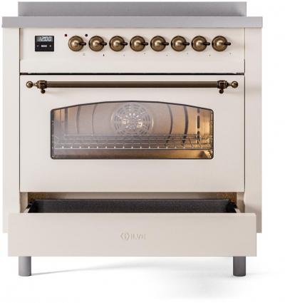 36" ILVE Nostalgie II Electric Freestanding Range in Antique White with Bronze Trim - UPI366NMP/AWB