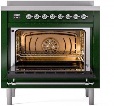 36" ILVE Nostalgie II Electric Freestanding Range in Emerald Green with Chrome Trim - UPI366NMP/EGC