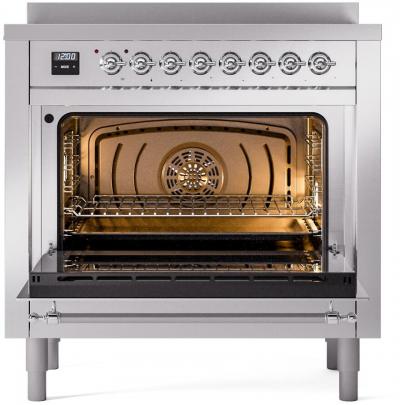 36" ILVE Nostalgie II Electric Freestanding Range in Stainless Steel with Chrome Trim - UPI366NMP/SSG