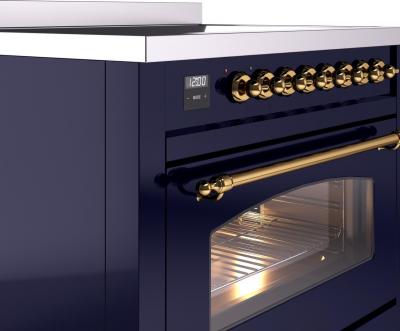 36" ILVE Nostalgie II Electric Freestanding Range in Blue with Brass Trim - UPI366NMP/MBG