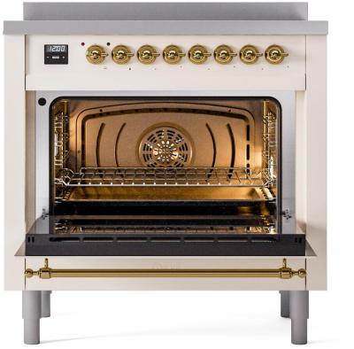 36" ILVE Nostalgie II Electric Freestanding Range in Antique White with Brass Trim -UPI366NMP/AWG