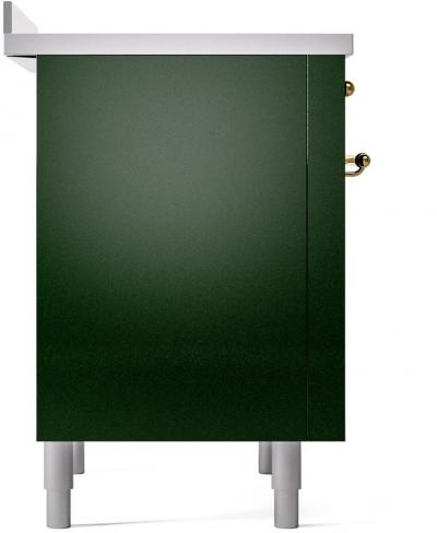 36" ILVE Nostalgie II Electric Freestanding Range in Emerald Green with Brass Trim - UPI366NMP/EGG