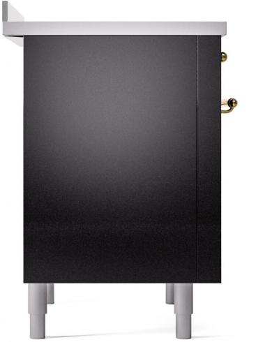 36" ILVE Nostalgie II Electric Freestanding Range in Glossy Black with Brass Trim - UPI366NMP/BKG