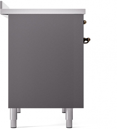 40" ILVE Nostalgie II Electric Freestanding Range in Matte Graphite with Bronze Trim - UPDI406NMP/MGB