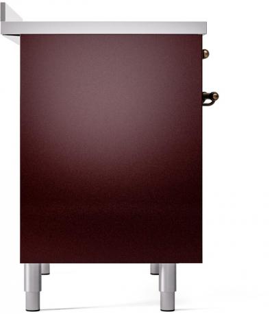 40" ILVE Nostalgie II Electric Freestanding Range in Burgundy with Bronze Trim - UPDI406NMP/BUB