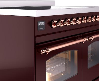 40" ILVE Nostalgie II Electric Freestanding Range in Burgundy with Copper Trim - UPDI406NMP/BUP