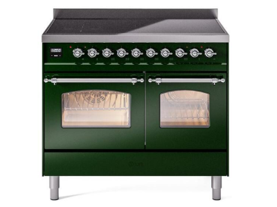 40" ILVE Nostalgie II Electric Freestanding Range in Emerald Green with Chrome Trim - UPDI406NMP/EGC