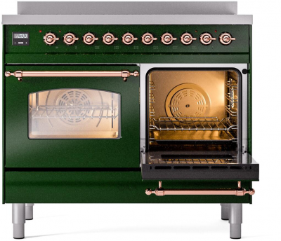 40" ILVE Nostalgie II Electric Freestanding Range in Emerald Green with Copper Trim - UPDI406NMP/EGP