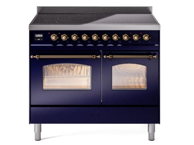 40" ILVE Nostalgie II Electric Freestanding Range in Blue with Bronze Trim - UPDI406NMP/MBB