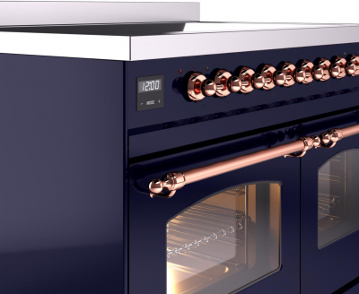 40" ILVE Nostalgie II Electric Freestanding Range in Blue with Copper Trim - UPDI406NMP/MBP