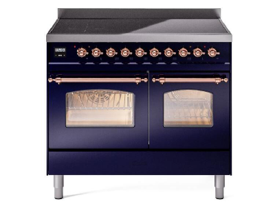 40" ILVE Nostalgie II Electric Freestanding Range in Blue with Copper Trim - UPDI406NMP/MBP