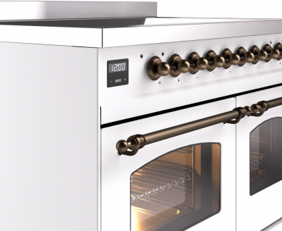 40" ILVE Nostalgie II Electric Freestanding Range in White with Bronze Trim - UPDI406NMP/WHB