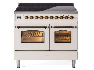 40" ILVE Nostalgie II Electric Freestanding Range in Antique White with Bronze Trim - UPDI406NMP/AWB