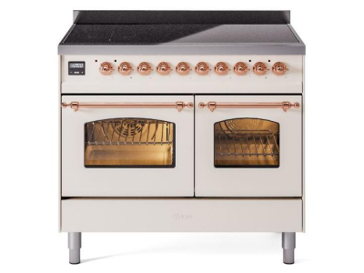 40" ILVE Nostalgie II Electric Freestanding Range in Antique White with Copper Trim - UPDI406NMP/AWP