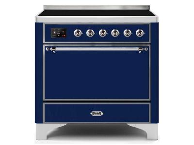 36" ILVE 3.5 Cu. Ft. Majestic II Electric Freestanding Range in Blue with Chrome Trim - UMI09QNS3/MBC