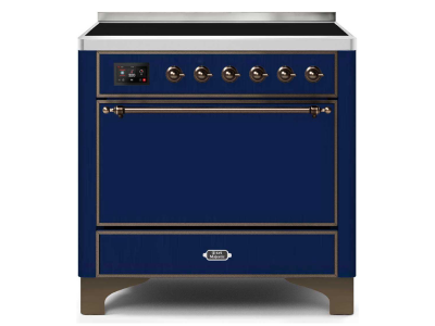 36" ILVE 3.5 Cu. Ft. Majestic II Electric Freestanding Range in Blue with Bronze Trim - UMI09QNS3/MBB