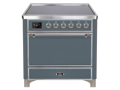 36" ILVE 3.5 Cu. Ft. Majestic II Electric Freestanding Range in Blue Grey with Chrome Trim - UMI09QNS3/BGC