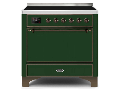 36" ILVE 3.5 Cu. Ft. Majestic II Electric Freestanding Range in Emerald Green with Bronze Trim - UMI09QNS3/EGB