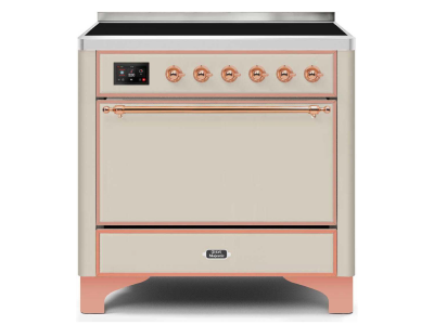 36" ILVE 3.5 Cu. Ft. Majestic II Electric Freestanding Range in Antique White with Copper Trim - UMI09QNS3/AWP