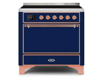 36" ILVE 3.5 Cu. Ft. Majestic II Electric Freestanding Range in Blue with Copper Trim - UMI09QNS3/MBP