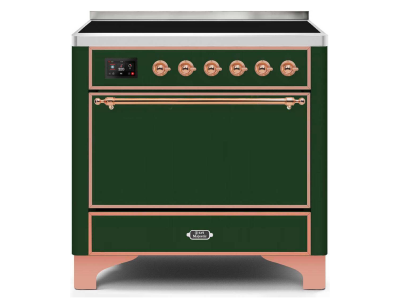 36" ILVE 3.5 Cu. Ft. Majestic II Electric Freestanding Range in Emerald Green with Copper Trim - UMI09QNS3/EGP