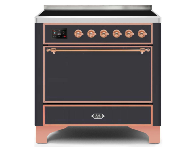 36" ILVE 3.5 Cu. Ft. Majestic II Electric Freestanding Range in Matte Graphite with Copper Trim - UMI09QNS3/MGP