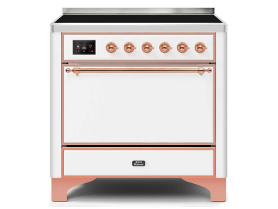 36" ILVE 3.5 Cu. Ft. Majestic II Electric Freestanding Range in White with Copper Trim - UMI09QNS3/WHP
