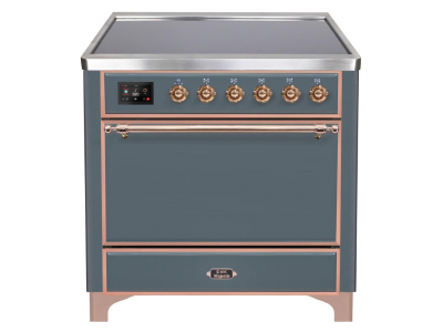 36" ILVE 3.5 Cu. Ft. Majestic II Electric Freestanding Range in Blue Grey with Copper Trim - UMI09QNS3/BGP