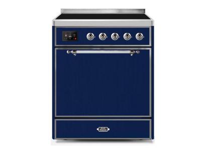 30" ILVE 4 Cu. Ft. Majestic II Electric Freestanding Range with Chrome Trim - UMI30QNE3/MBC