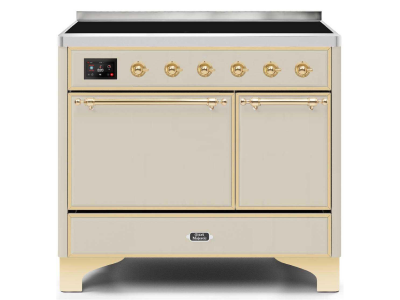 40" ILVE 3.82 Cu. Ft. Majestic II Electric Freestanding Range in Antique White with Brass Trim - UMDI10QNS3/AWG