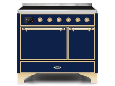 40" ILVE 3.82 Cu. Ft. Majestic II Electric Freestanding Range in Blue with Brass Trim - UMDI10QNS3/MBG