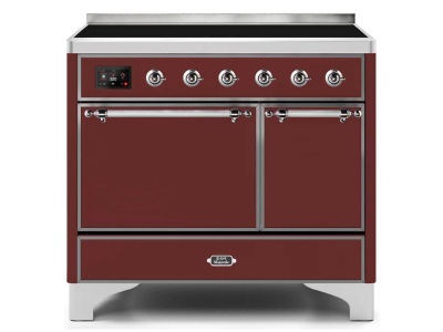 40" ILVE Majestic II Electric Freestanding Range in Burgundy with Chrome Trim - UMDI10QNS3/BUC