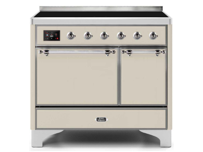 40" ILVE Majestic II Electric  Freestanding Range with Chrome Trim in Antique White - UMDI10QNS3/AWC